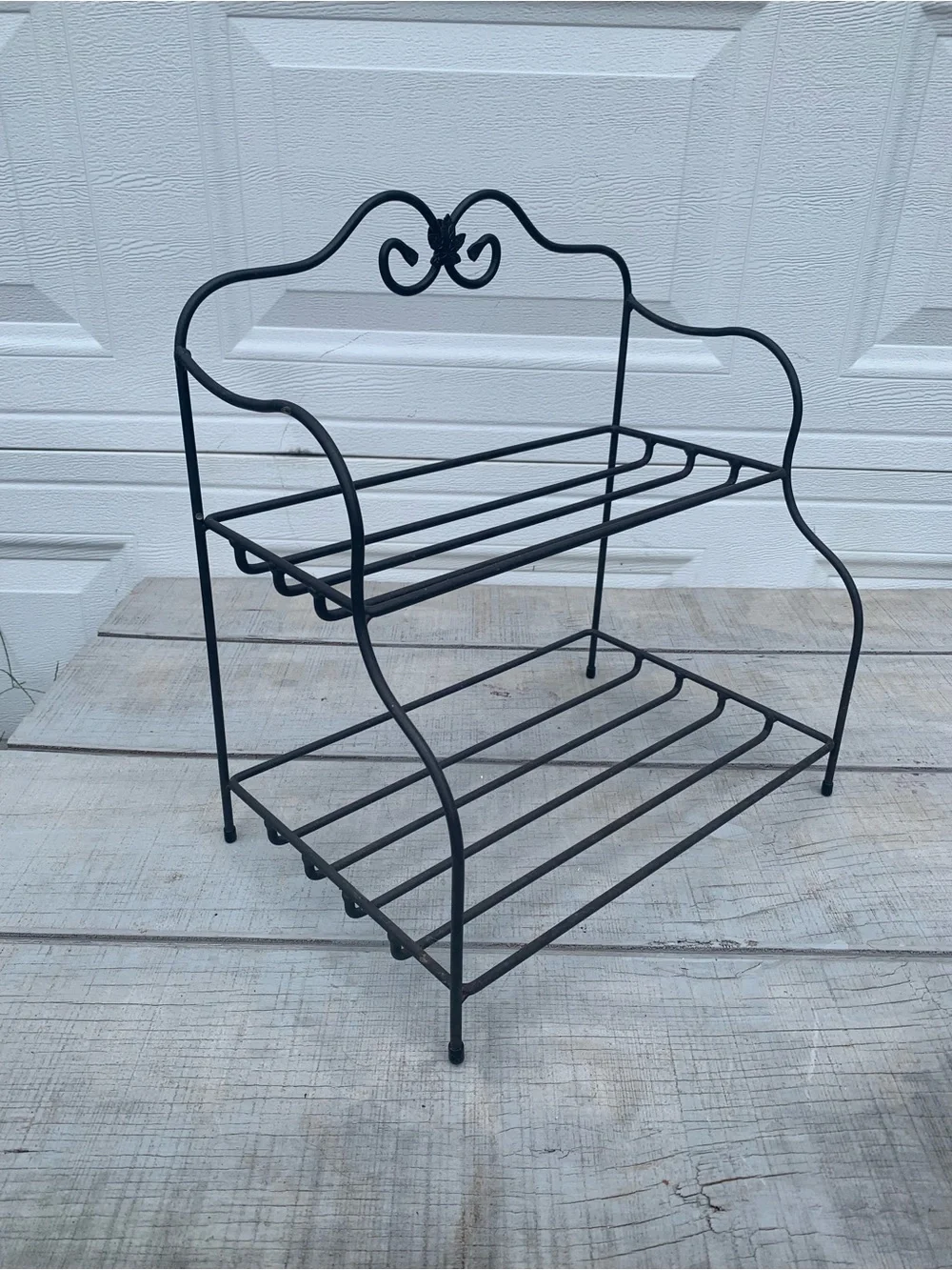 Longaberger Foundry Wrought Iron Kitchen Counter 2 Tier Utility Shelf Rack 15